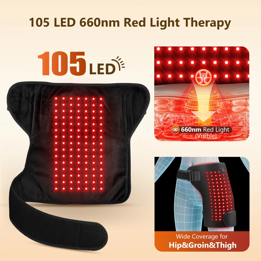 Red Light Hip Support Brace and Heating Pad for Daily Recovery and Comfort - 2