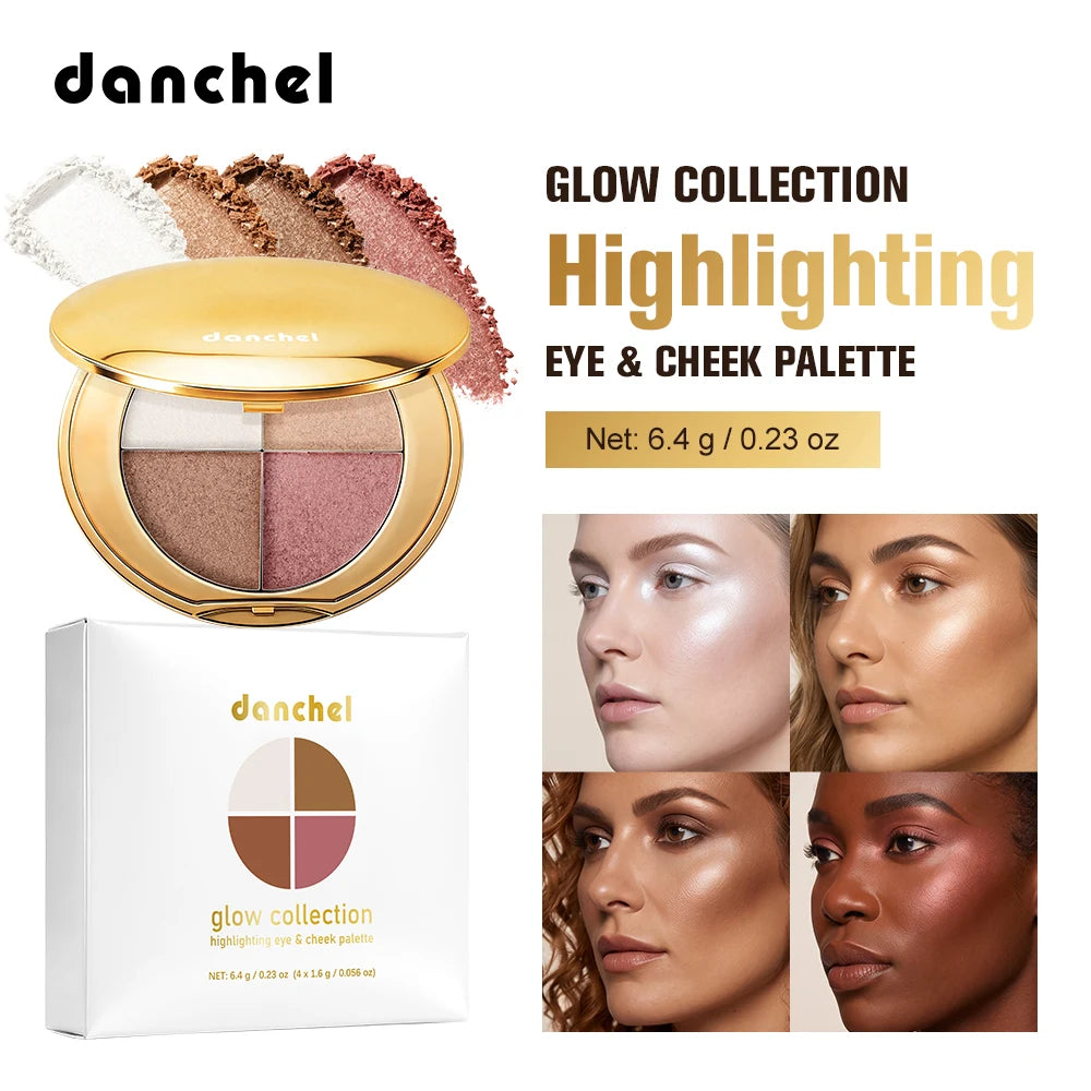 Highlighting Eye and Cheek Palette and Shimmer Makeup Kit for Radiant Daily Looks
