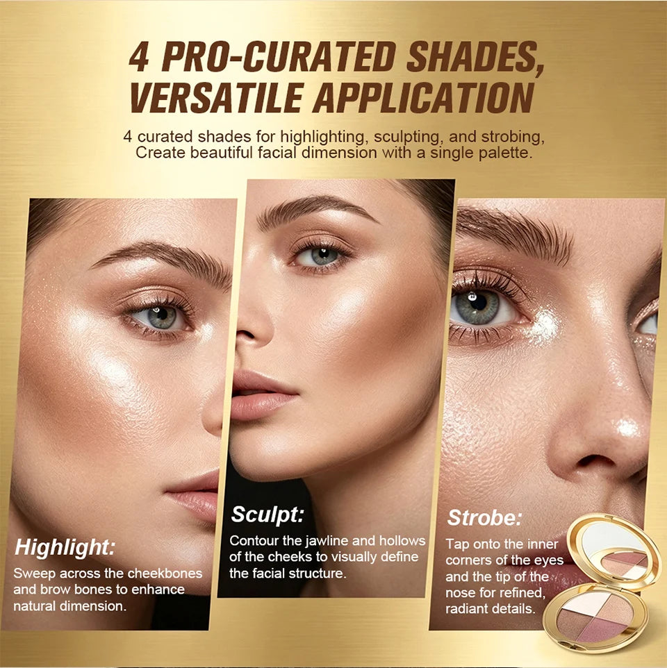 Highlighting Eye and Cheek Palette and Shimmer Makeup Kit for Radiant Daily Looks - 10