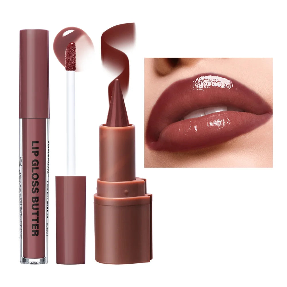 Lip Liner and Lip Gloss Set for Daily Makeup and Precision Lip Contouring - 12