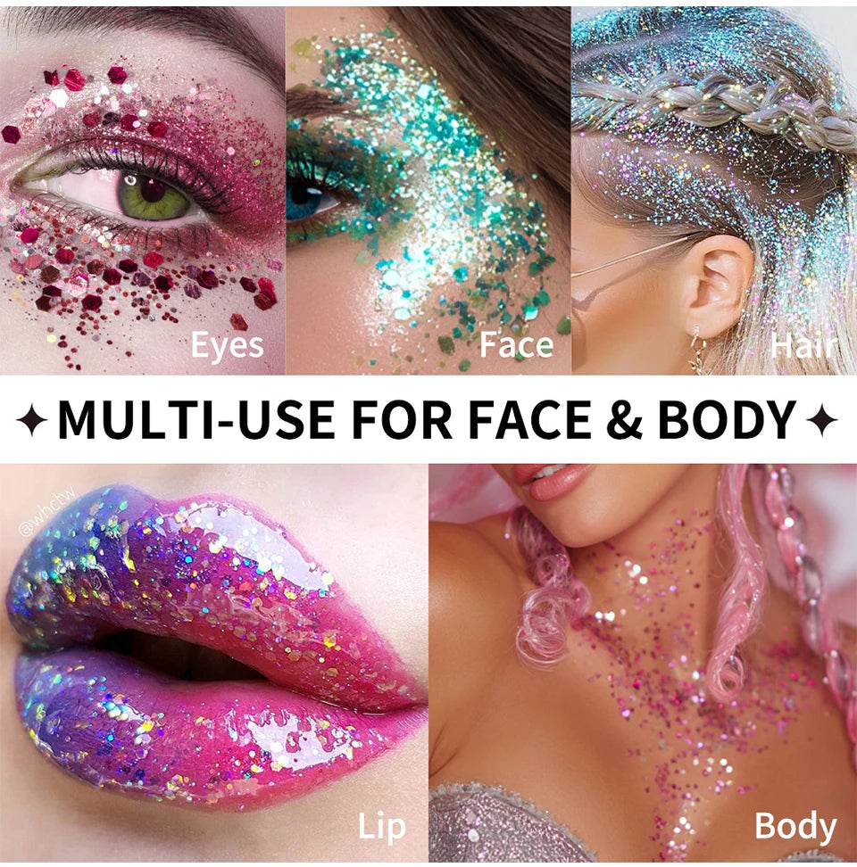 Body Shimmer Stick and Glitter Glow Balm for Festival and Party Makeup Looks