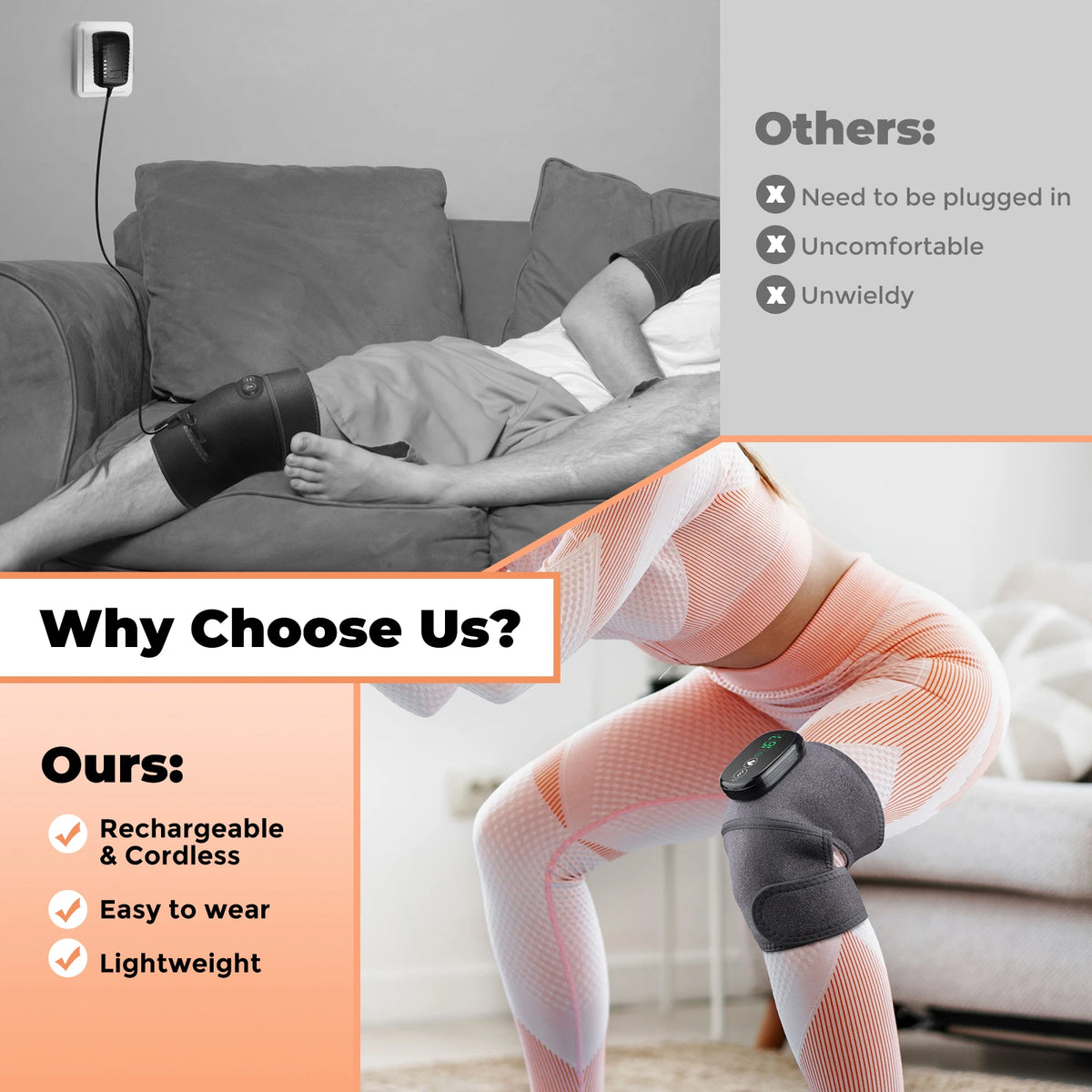 Heated Knee Massager and Vibration Heating Pad for Joint Pain Relief and Recovery