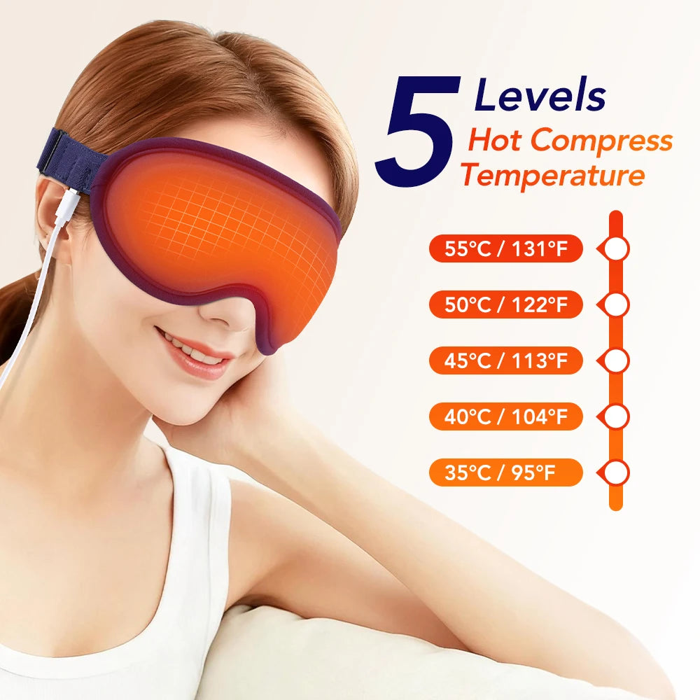 Heated Eye Mask and Vibration Massager for Daily Eye Strain and Better Sleep