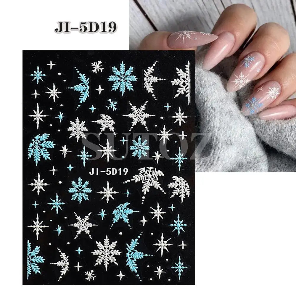 Christmas Nail Stickers and Winter Snowflake Nail Decals for Holiday Art