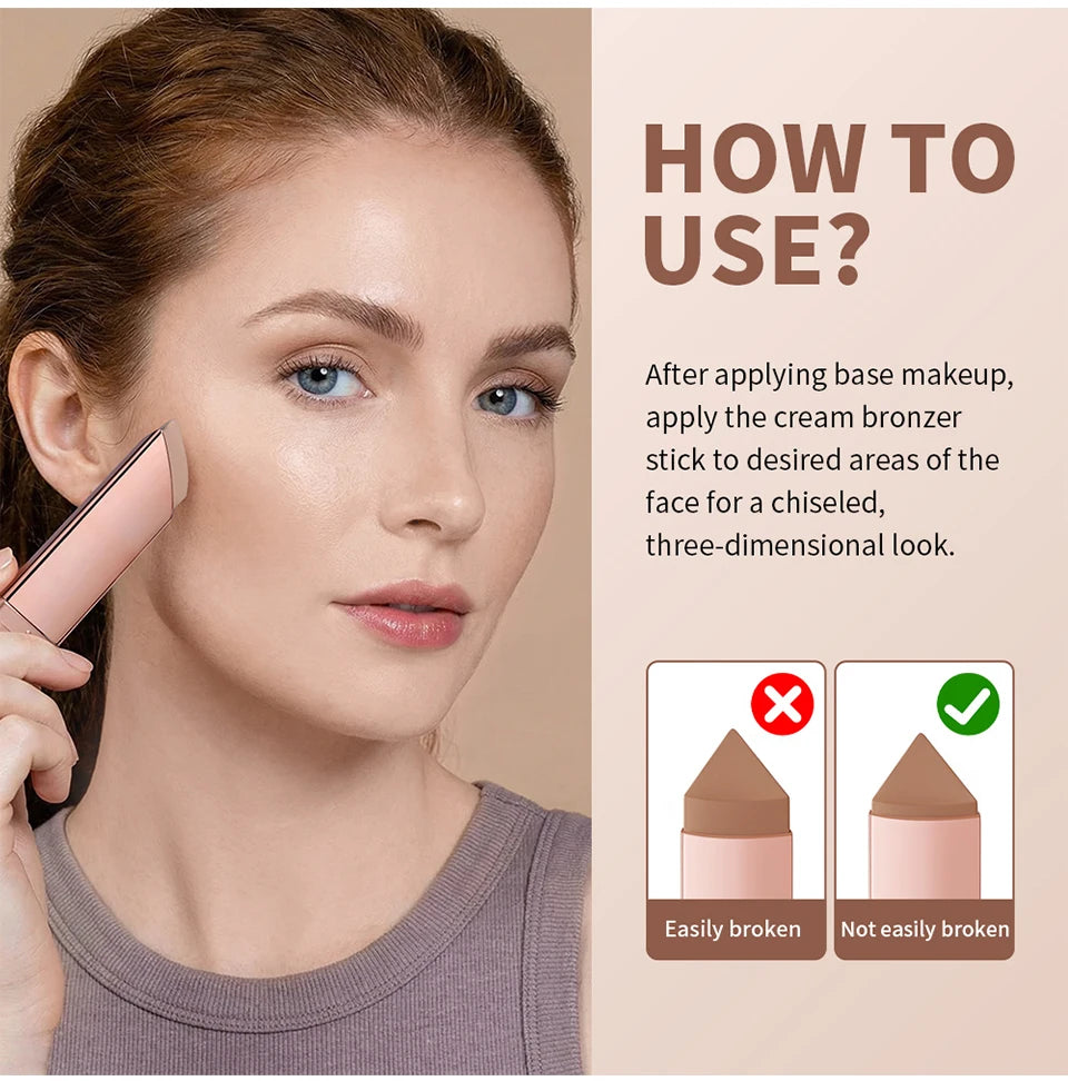 Cream Bronzer Stick and Face Contour Makeup for Everyday Sculpted Beauty - 16