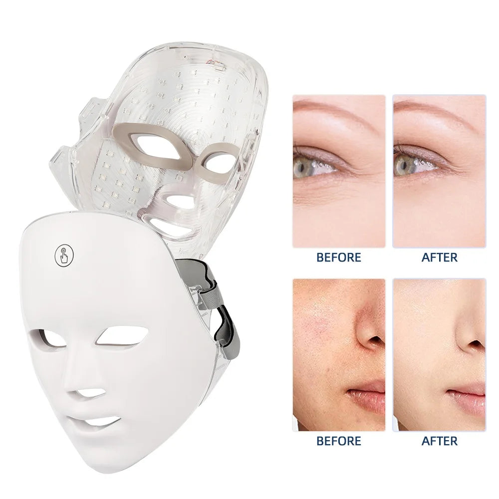 Rechargeable Facial LED Mask and Photon Beauty Device for Skin Rejuvenation at Home