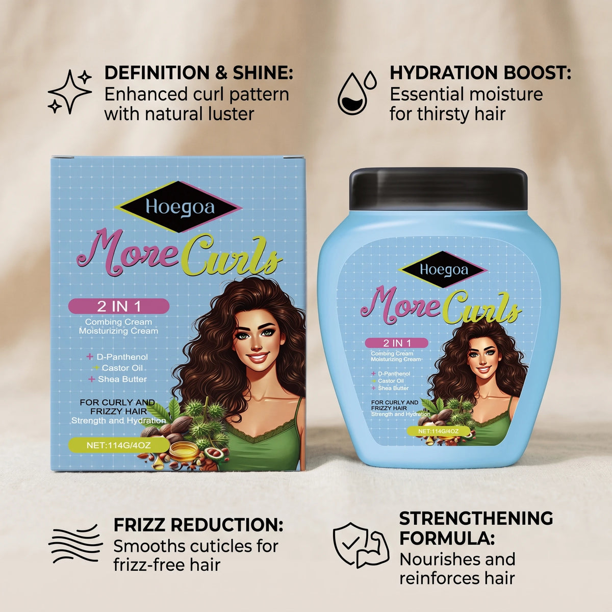 More Curls Hair Cream and Curl Defining Leave In for Hydrating Frizzy Hair