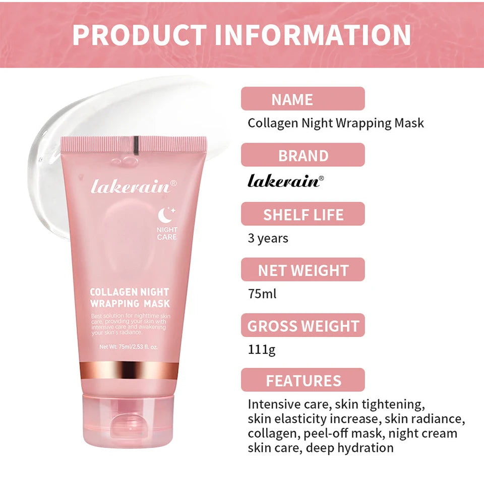 Collagen Night Wrapping Mask and Peel Off Facial Treatment for Overnight Repair - 15