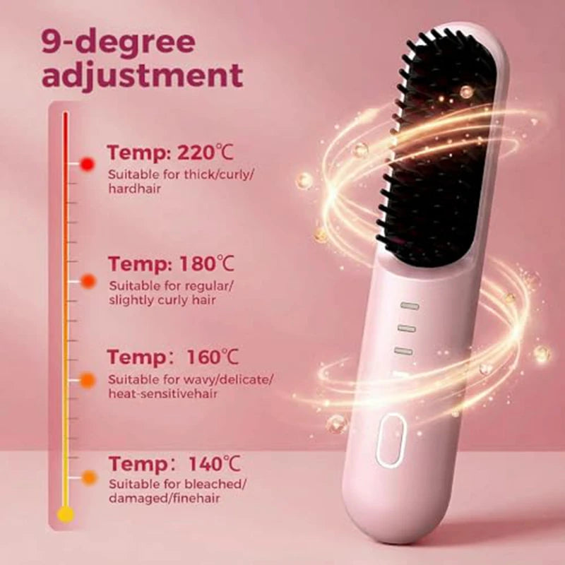 Hair Straightening Brush and Heated Smoothing Comb for Quick Daily Styling