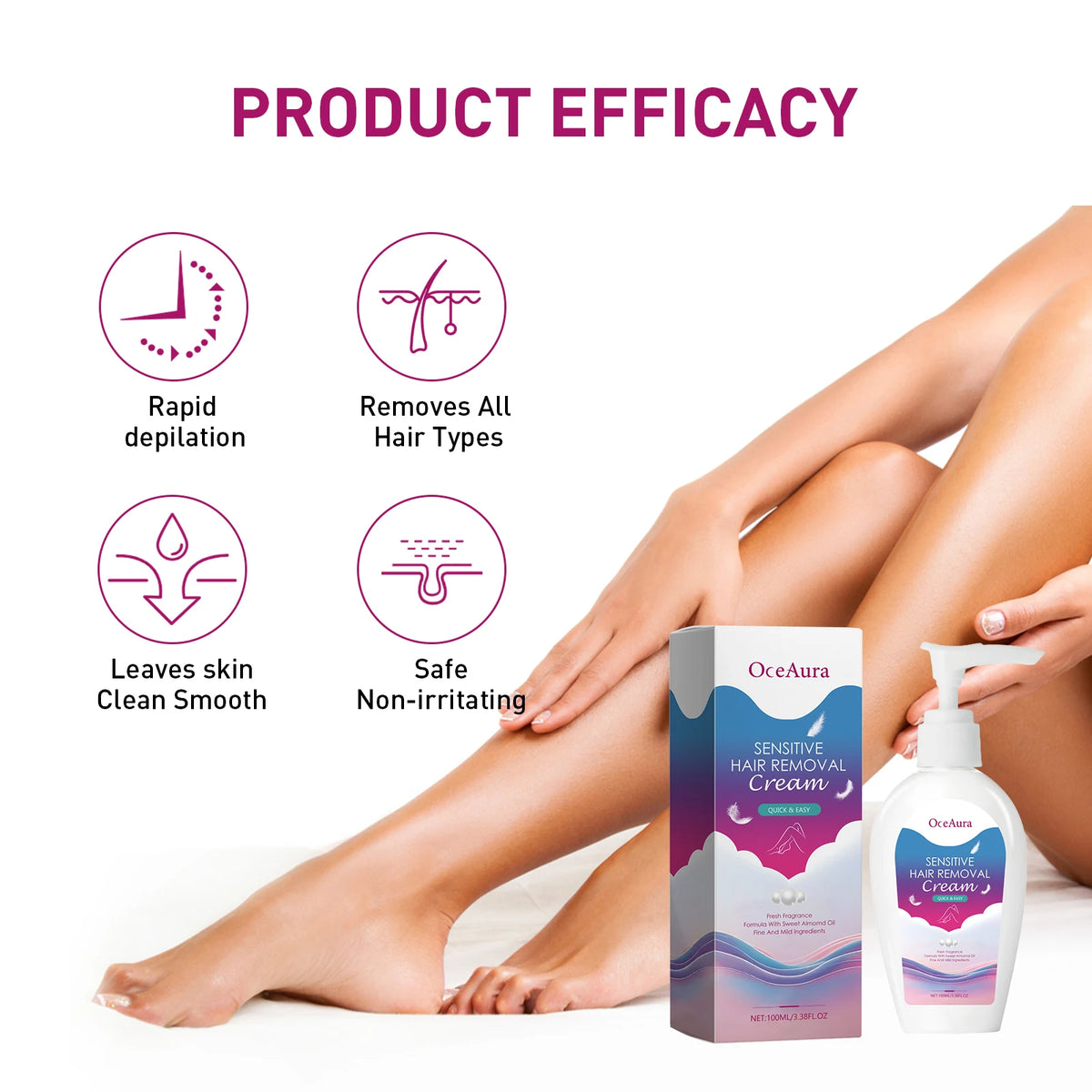 Hair Removal Cream and Depilatory Lotion for Painless Grooming and Smooth Skin