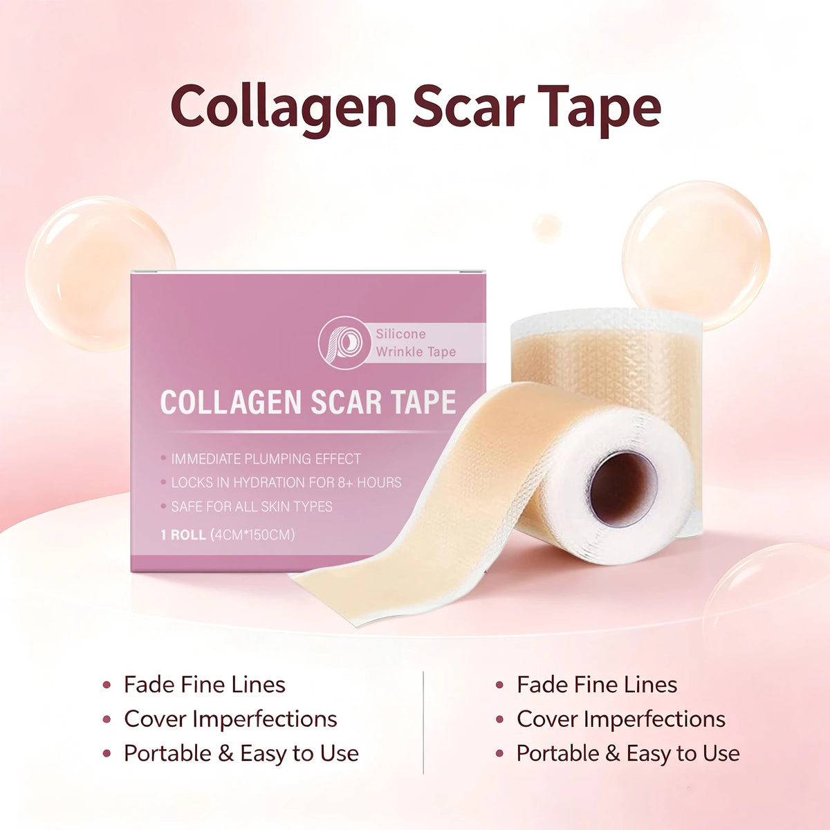 Silicone Collagen Scar Tape and Wrinkle Patch for Smoother Skin and Better Texture