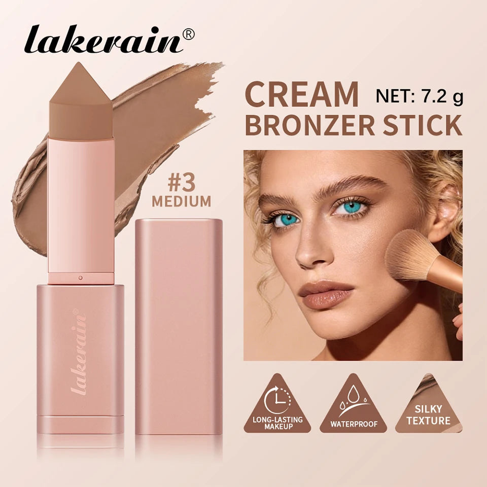 Cream Bronzer Stick and Contour Makeup Highlighter for Sculpted Face Looks