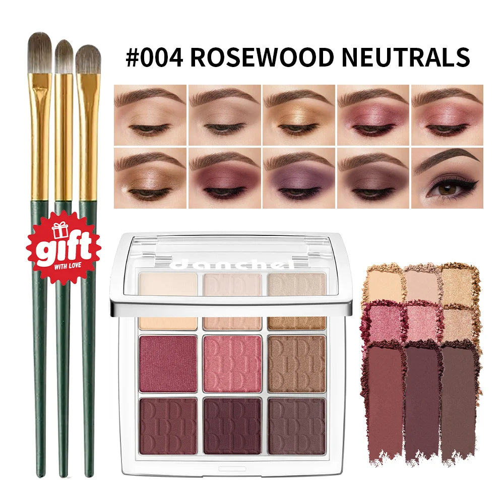 Nine Color Eyeshadow Palette and Matte Shimmer Makeup Kit for Daily Smoky Looks