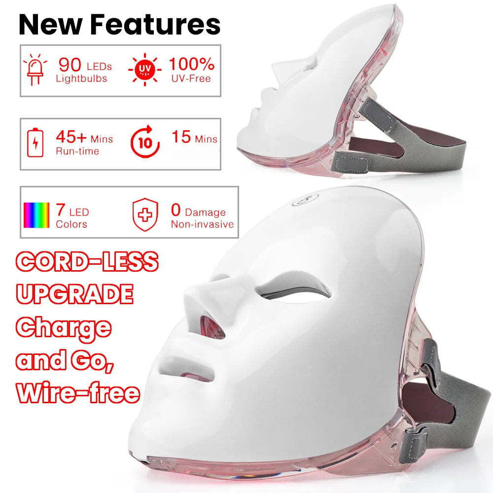 Rechargeable Facial LED Mask and Photon Beauty Device for Skin Rejuvenation at Home - 2