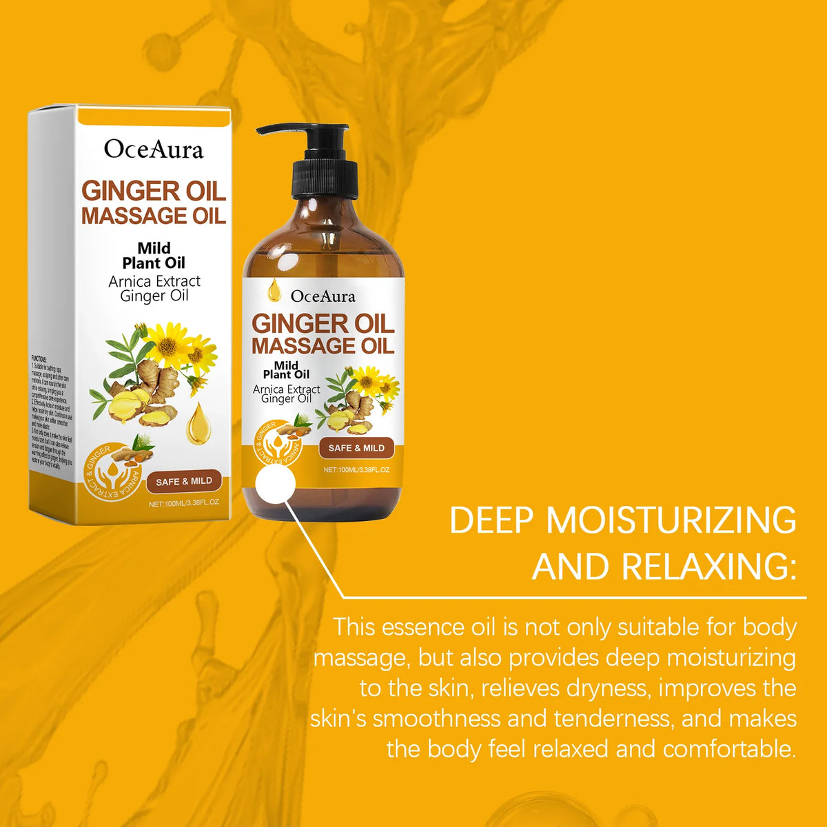 Ginger Massage Oil and Body Relaxing Essential Oil for Skin Nourishing Therapy