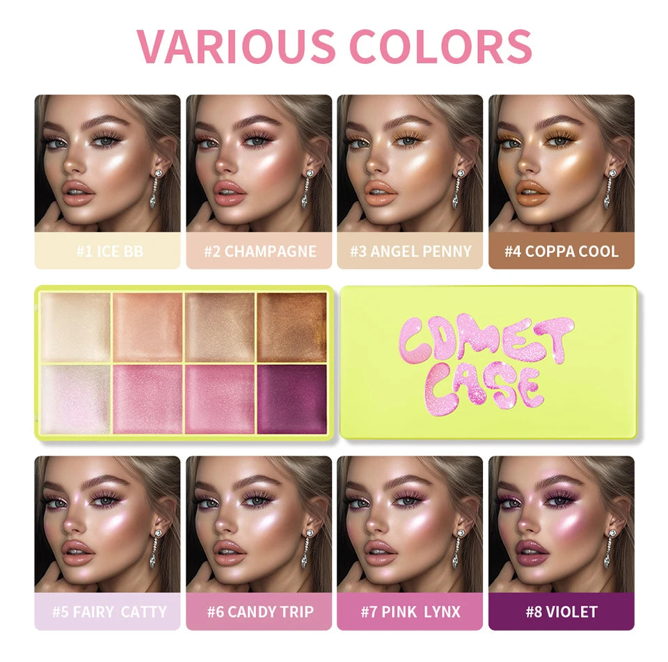 Cream Highlighter Palette and Makeup Blush Set for Professional Sculpting Looks - 10