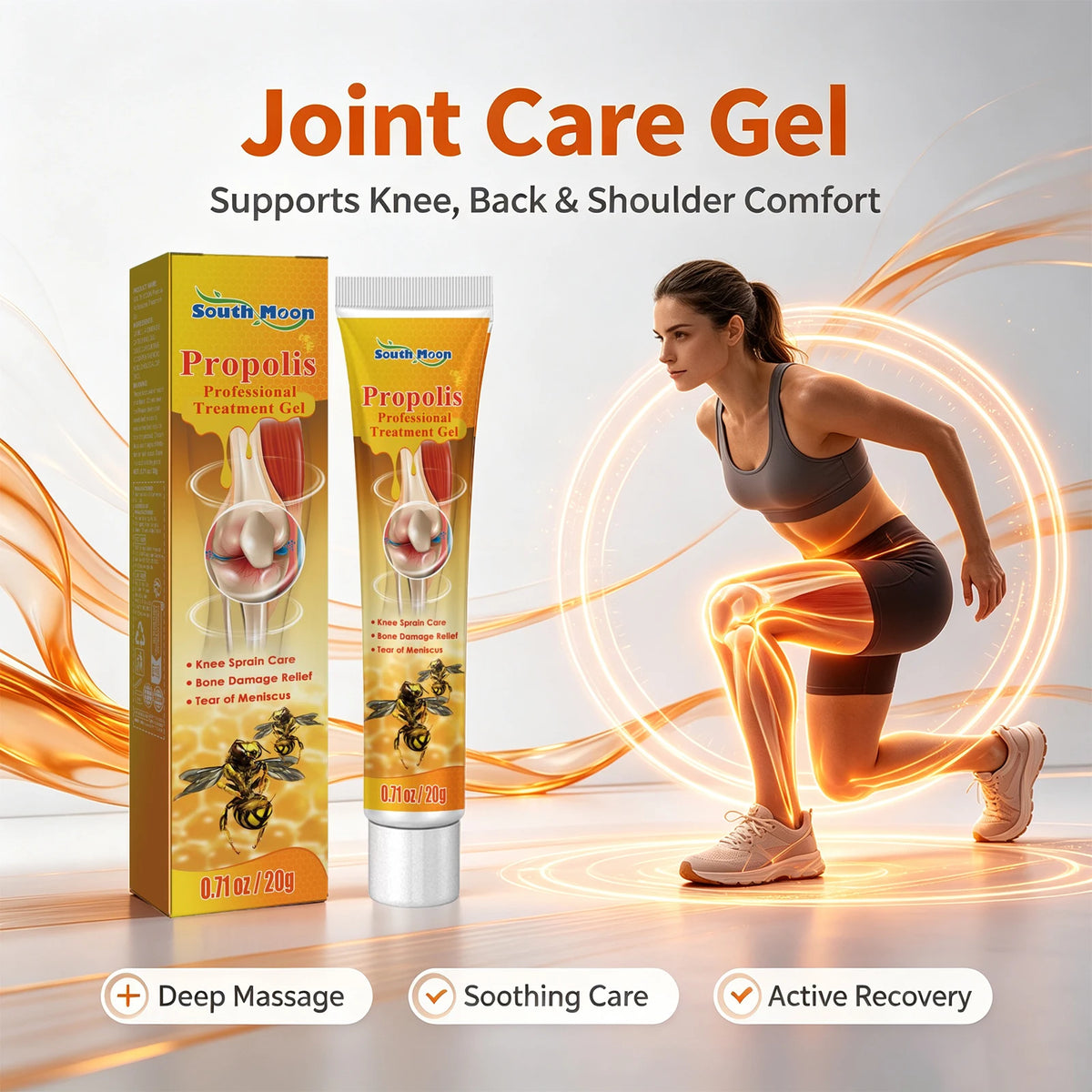Propolis Joint Care Gel and Muscle Massage Cream for Active Daily Joint Support