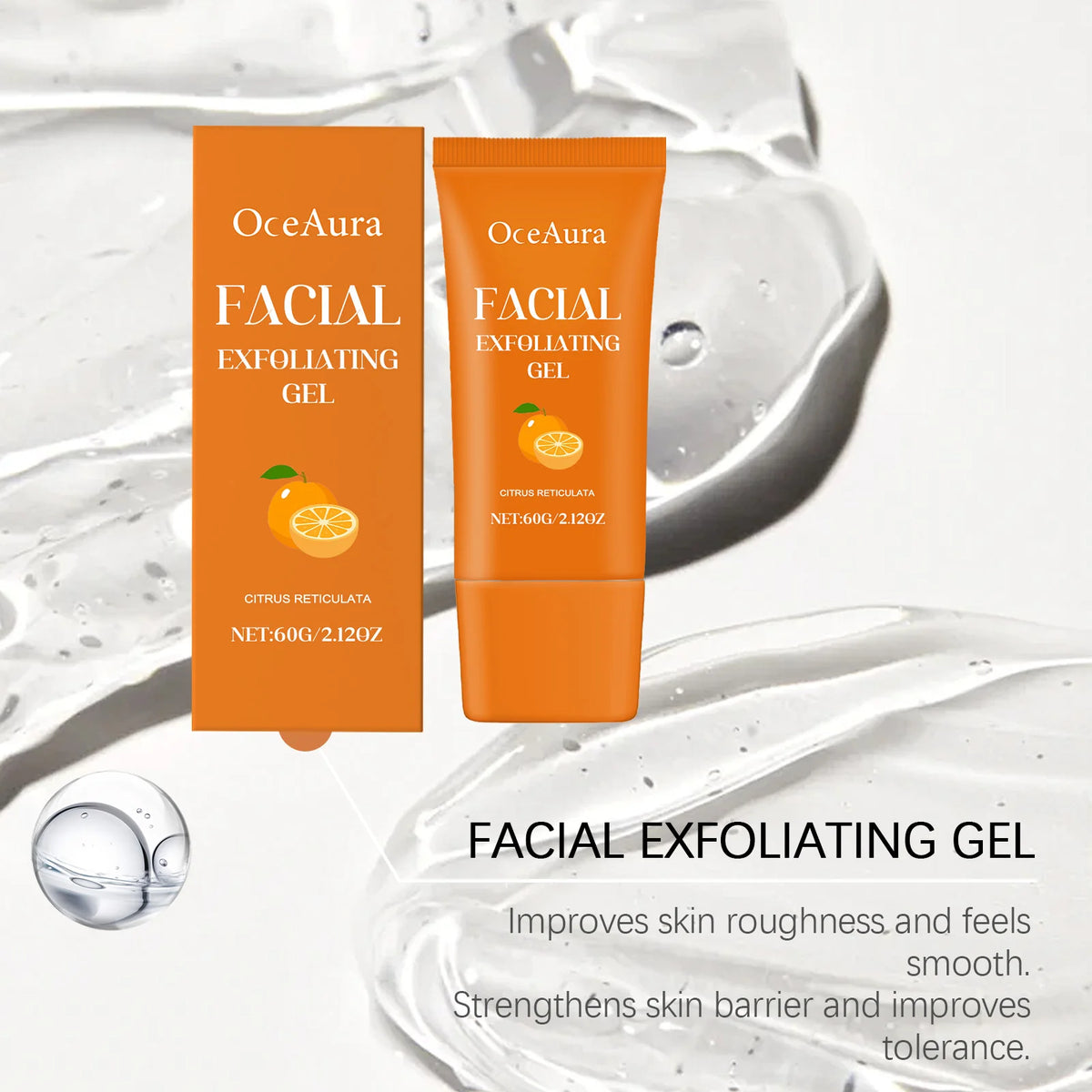 Orange Exfoliating Gel and Facial Scrub Cleanser for Brightening Dull Skin
