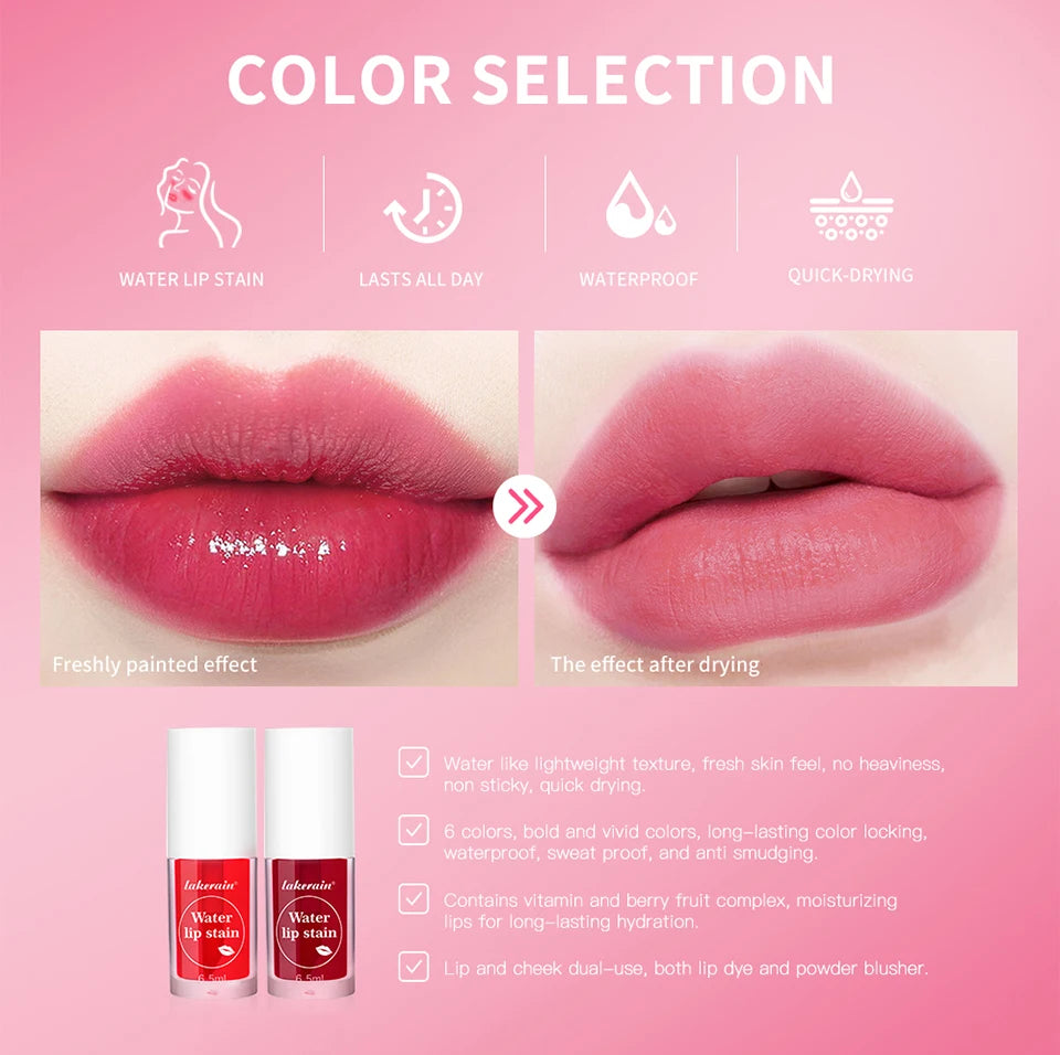 Water Lip Stain and Liquid Blush for Natural Daily Makeup and Hydrated Look