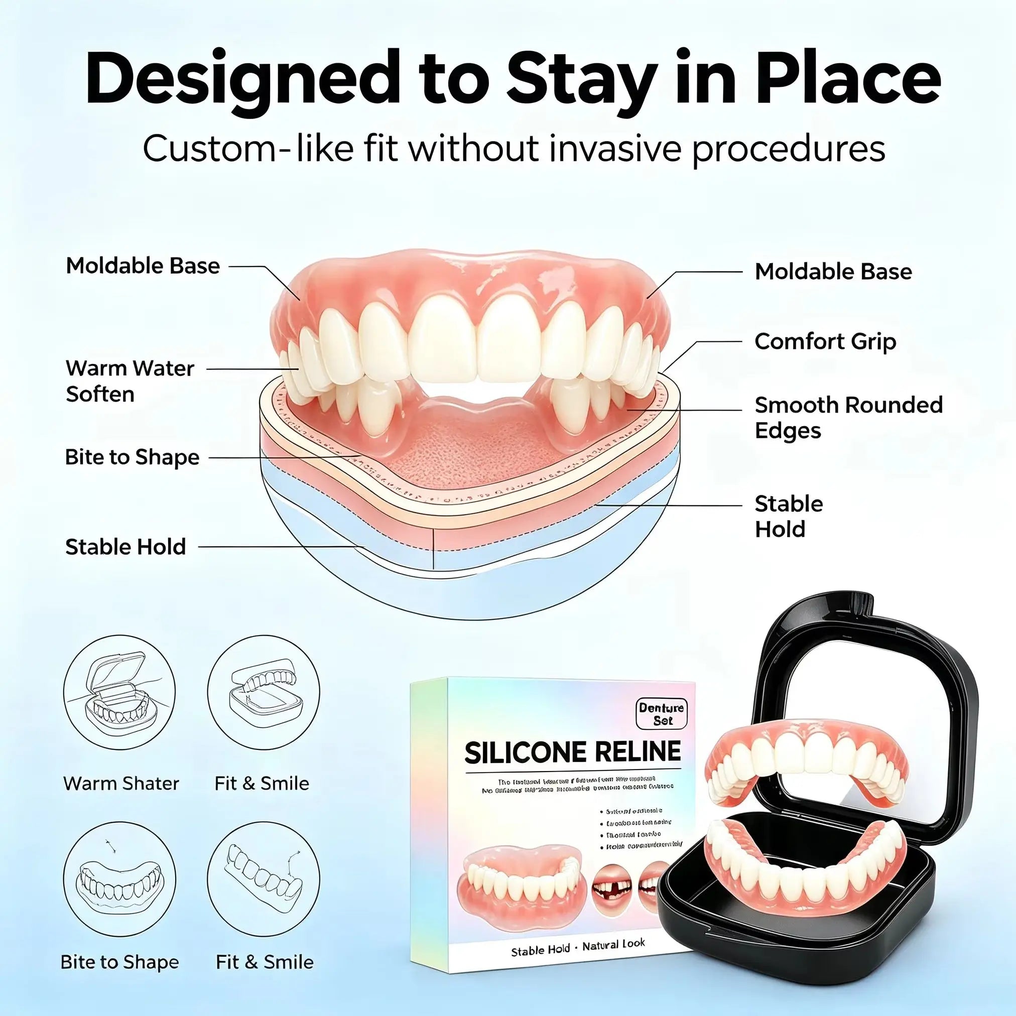 Silicone Dentures and Cosmetic False Teeth for Instant Smile Improvement at Home - 6