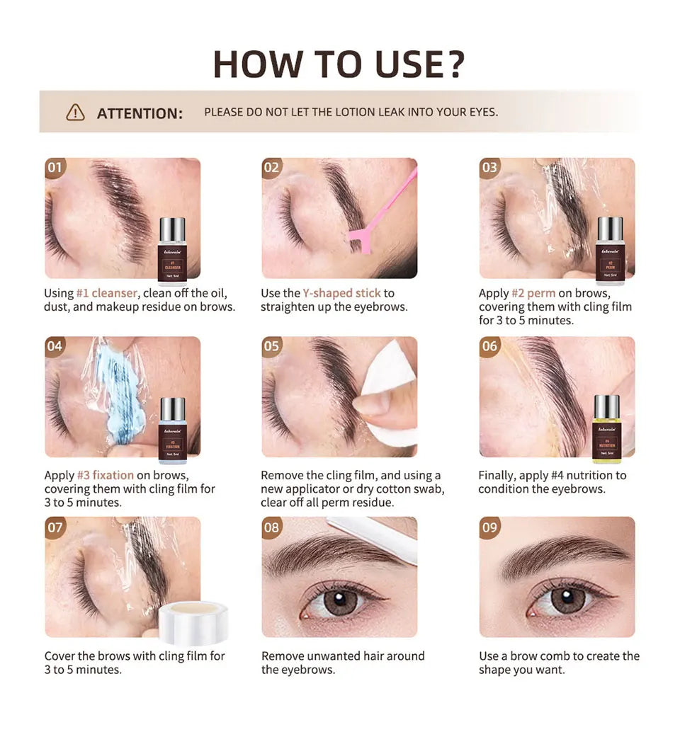 Brow Lamination Kit and Eyebrow Lifting Set for Professional Salon Home Beauty - 12